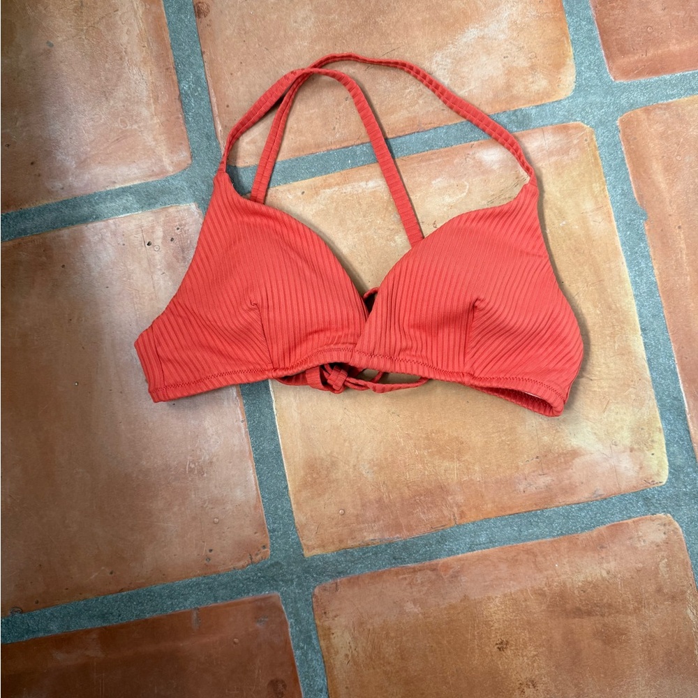 Burnt Orange Ribbed Bikini Top